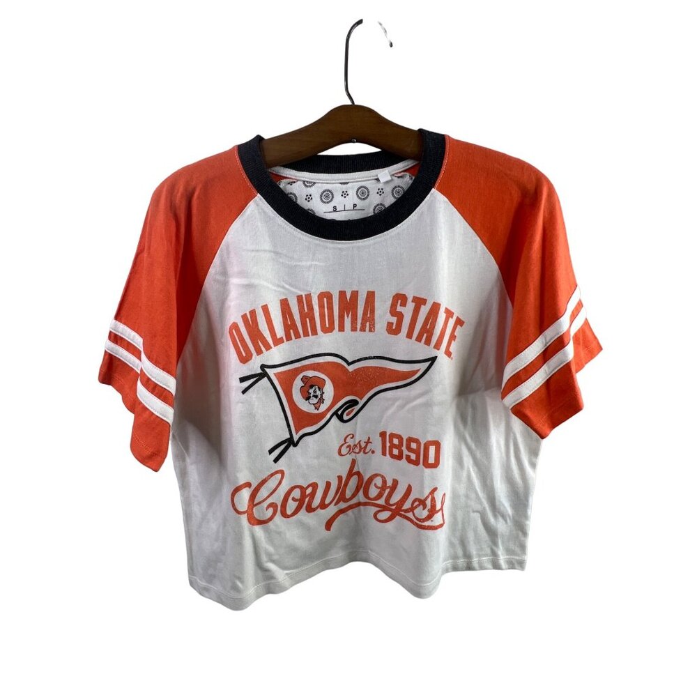 Pressbox Oklahoma State Cowboys Crop Top Size Small Crewneck Short Sleeve Active